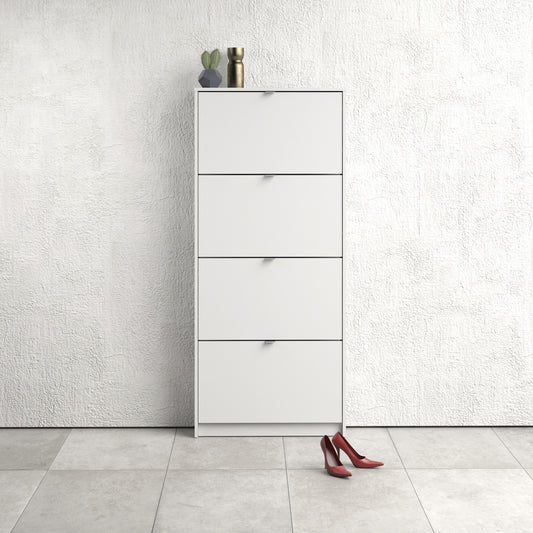 Forma Shoe Cabinet with 4 Flip Down Doors in White