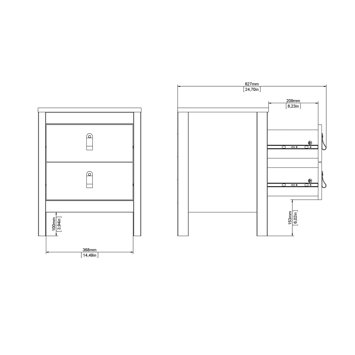 Harrow Bedside Table in Matt Black