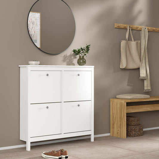 Harrow Shoe Cabinet 4 Flip Down Doors in White