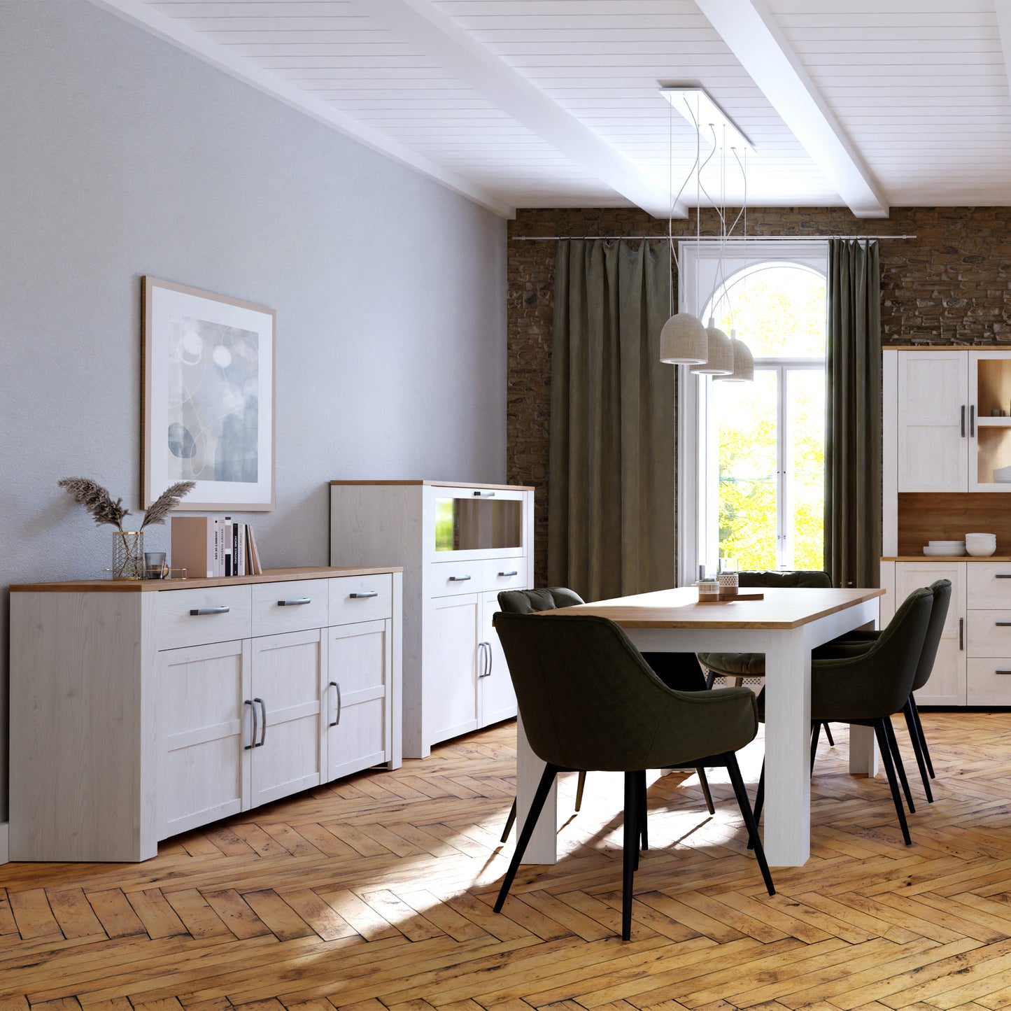 Bohol Sideboard 3 Drawer 3 Door in White and Oak
