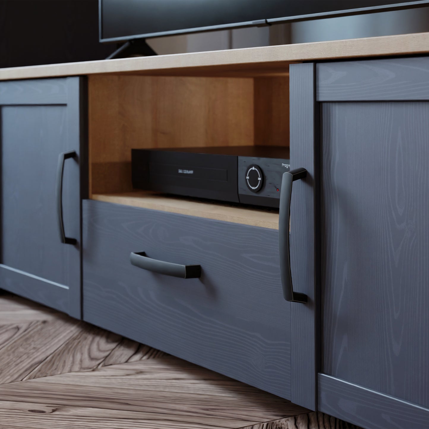 Bohol TV Unit 2 Door 1 Drawer in Navy and Oak