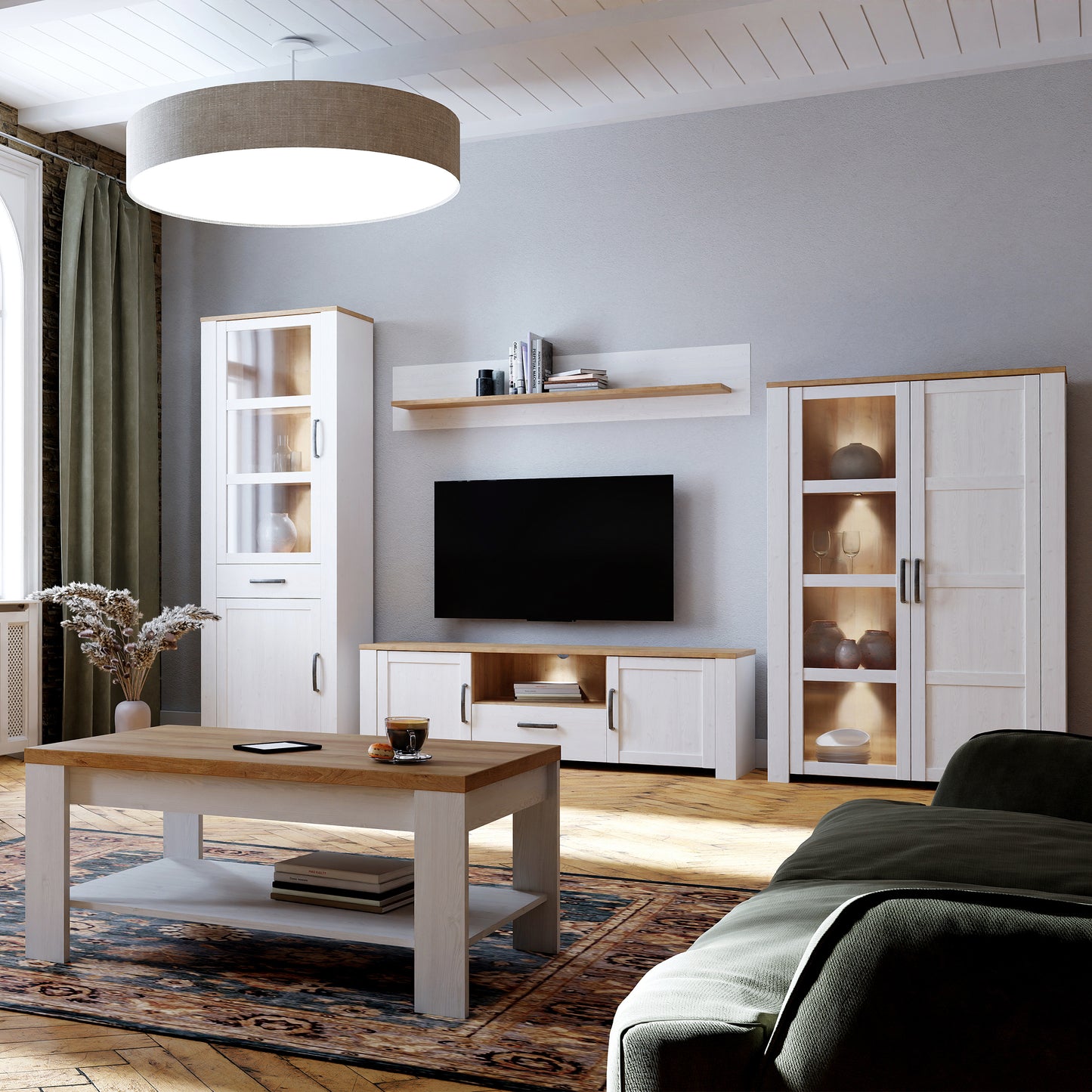 Bohol TV Unit 2 Door 1 Drawer in White and Oak