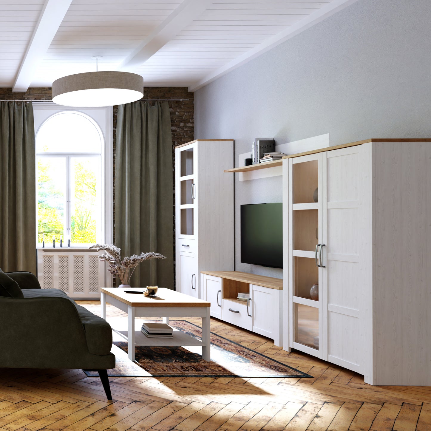 Bohol TV Unit 2 Door 1 Drawer in White and Oak