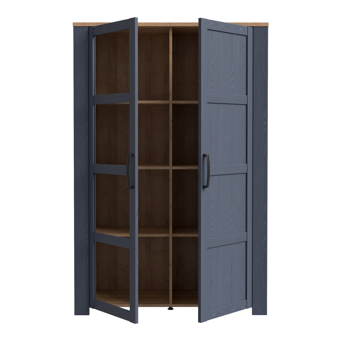 Bohol Display Cabinet with LED Lights in Navy Riviera Oak
