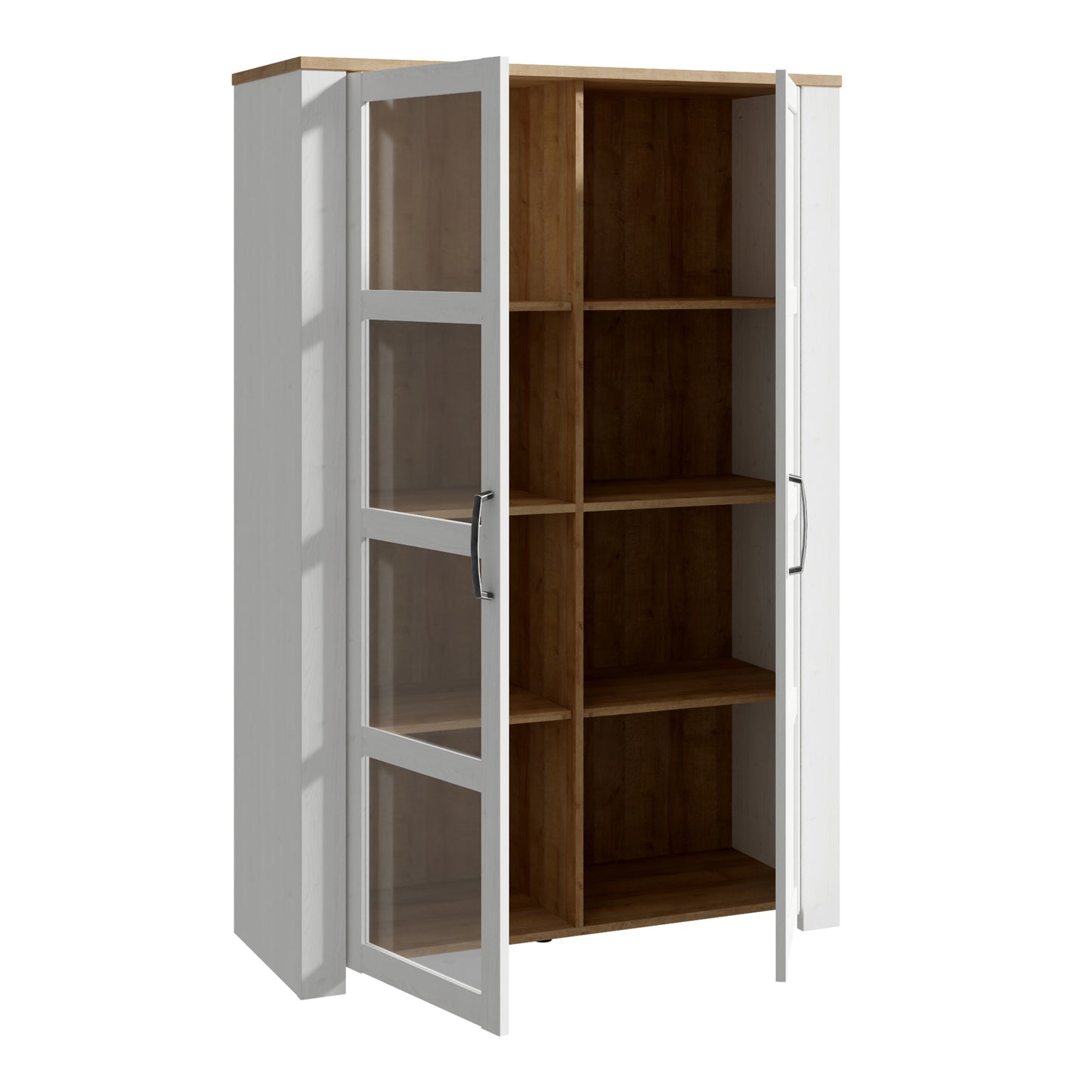 Bohol Display Cabinet with LED Lights in White Riviera Oak