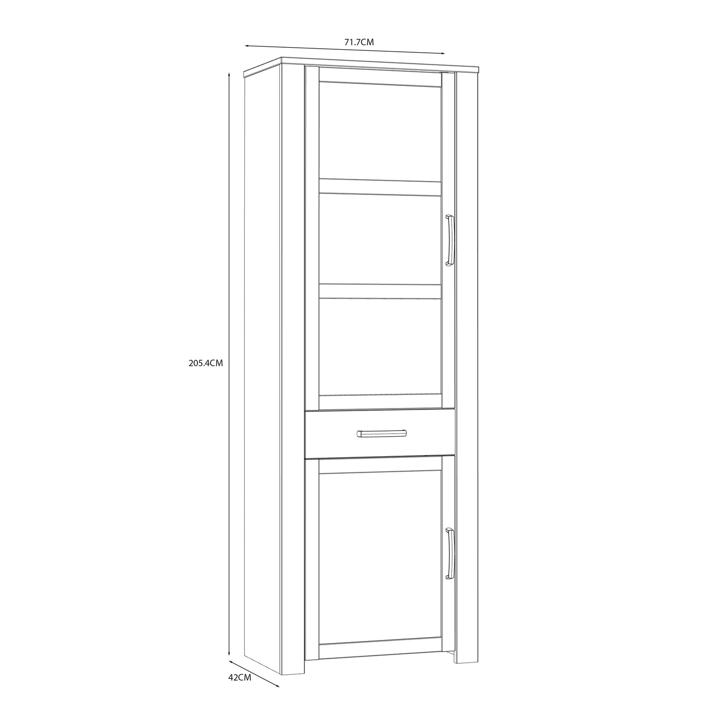 Bohol Narrow Display Cabinet with LED Lights in White Riviera Oak