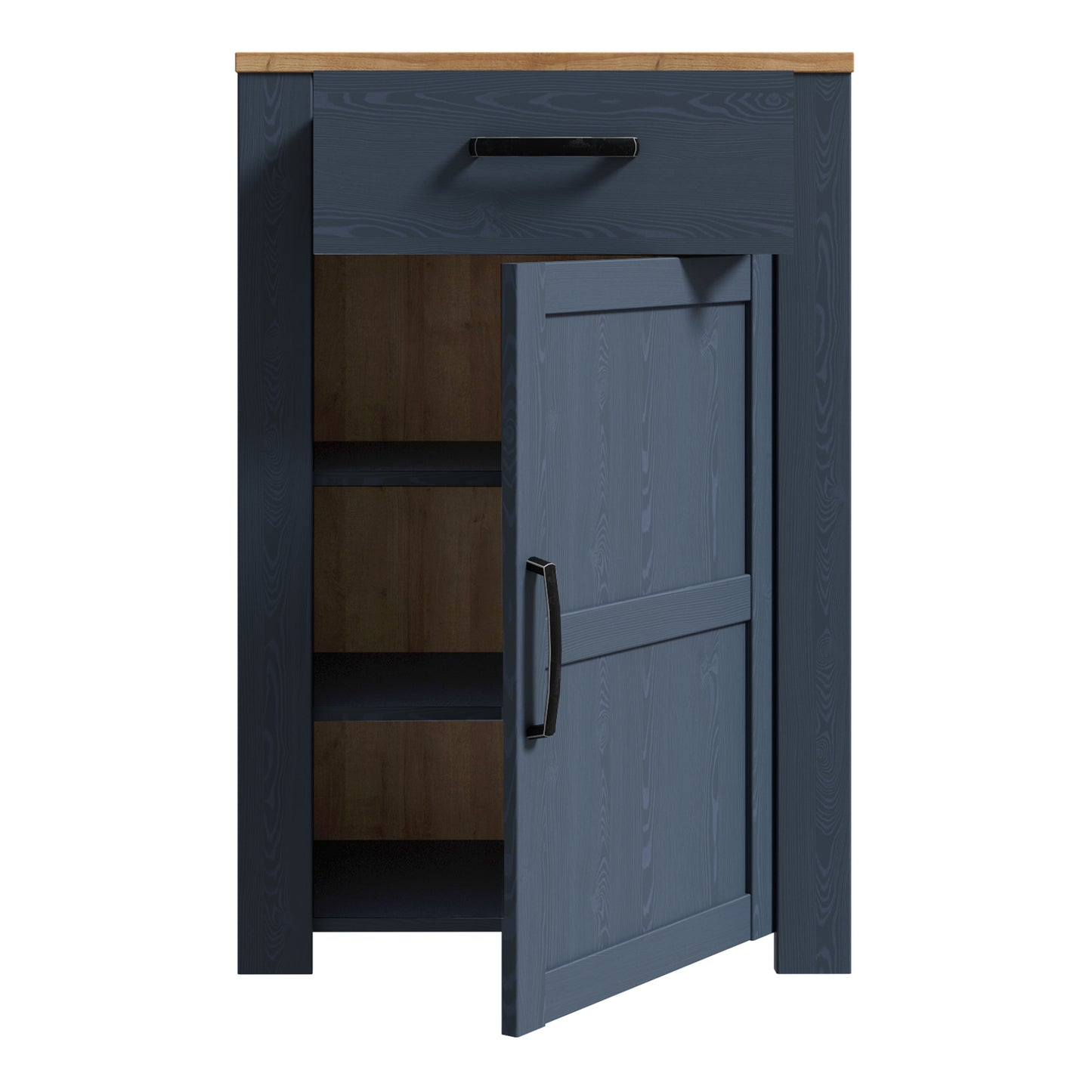 Bohol 1 Door 1 Drawer Shoe Cabinet in Navy/Riviera Oak