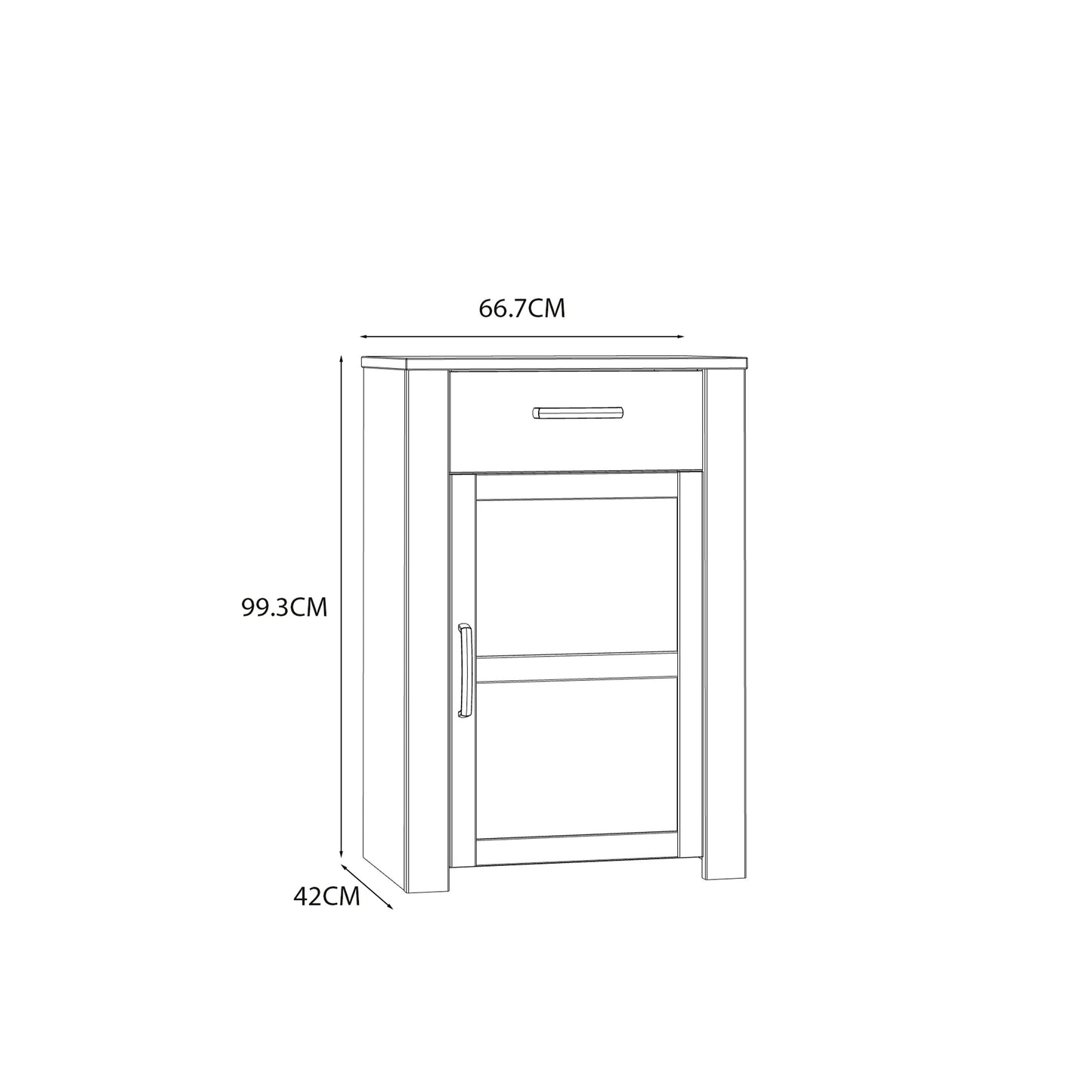 Bohol 1 Door 1 Drawer Shoe Cabinet in Navy/Riviera Oak