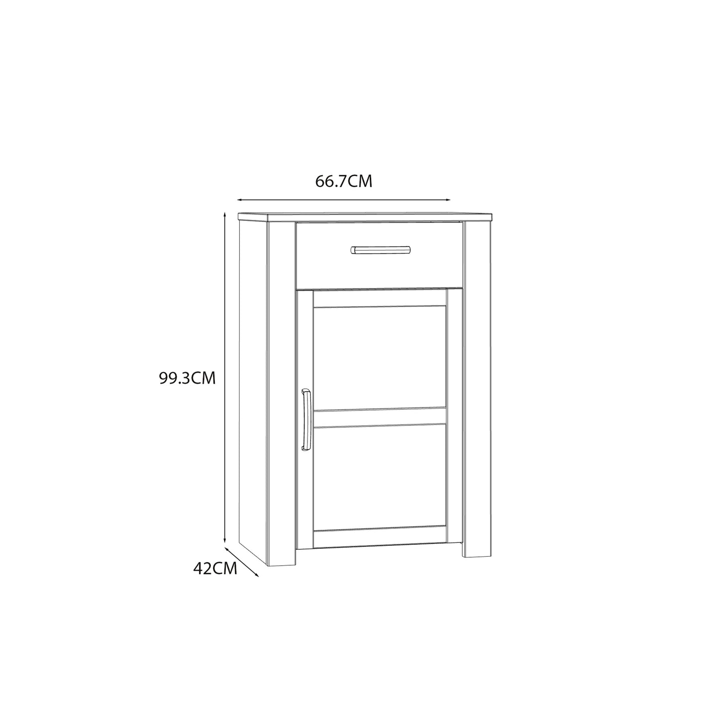 Bohol 1 Door 1 Drawer Shoe Cabinet in White/Riviera Oak