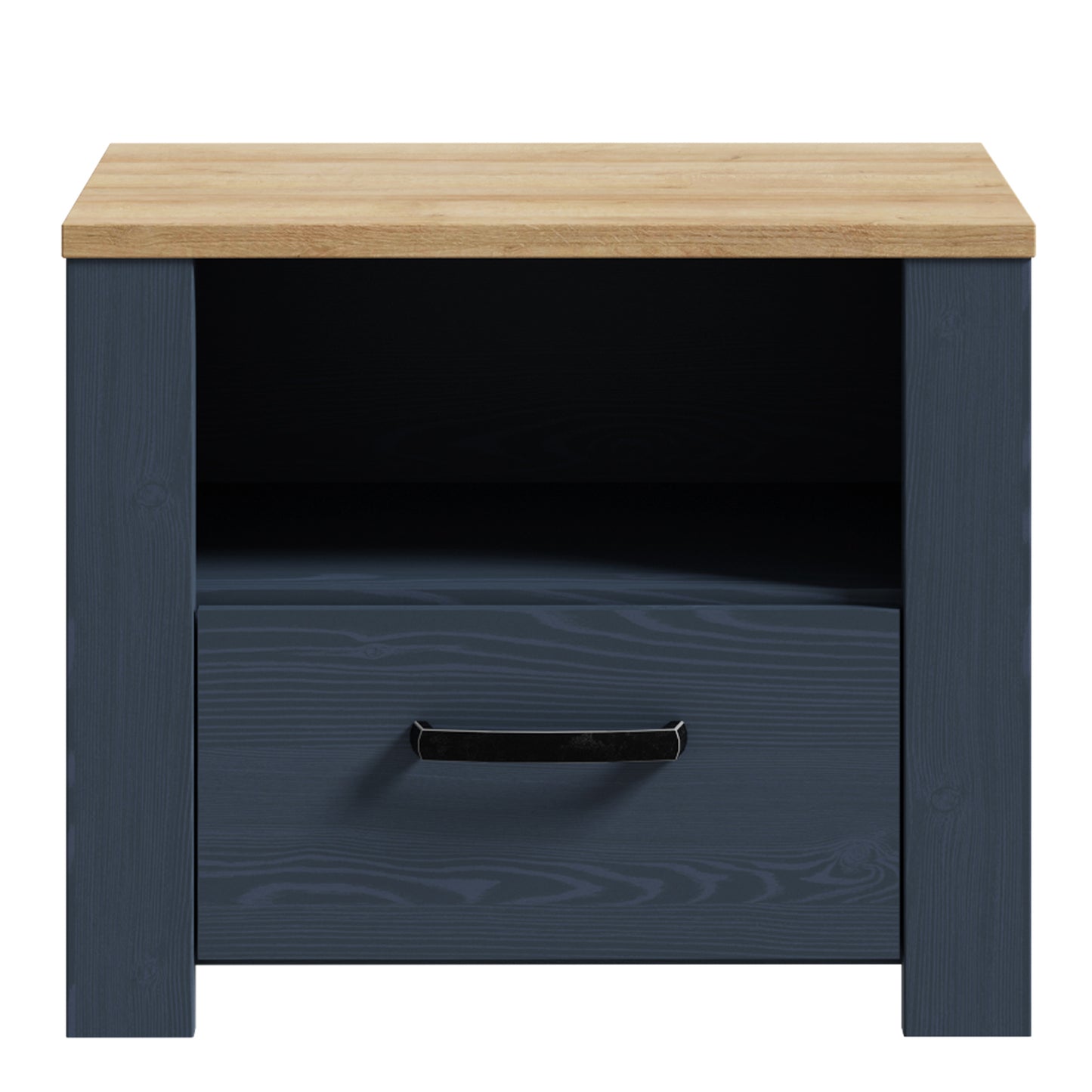 Bohol 1 Drawer Bedside in Navy/Riviera Oak