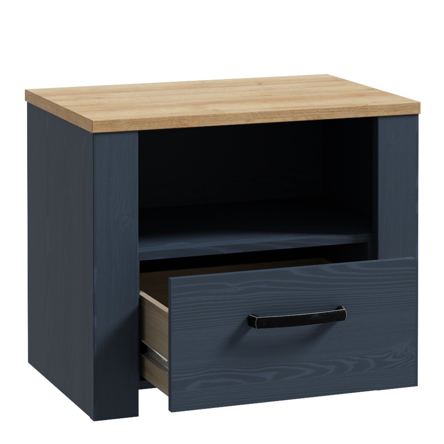 Bohol 1 Drawer Bedside in Navy/Riviera Oak