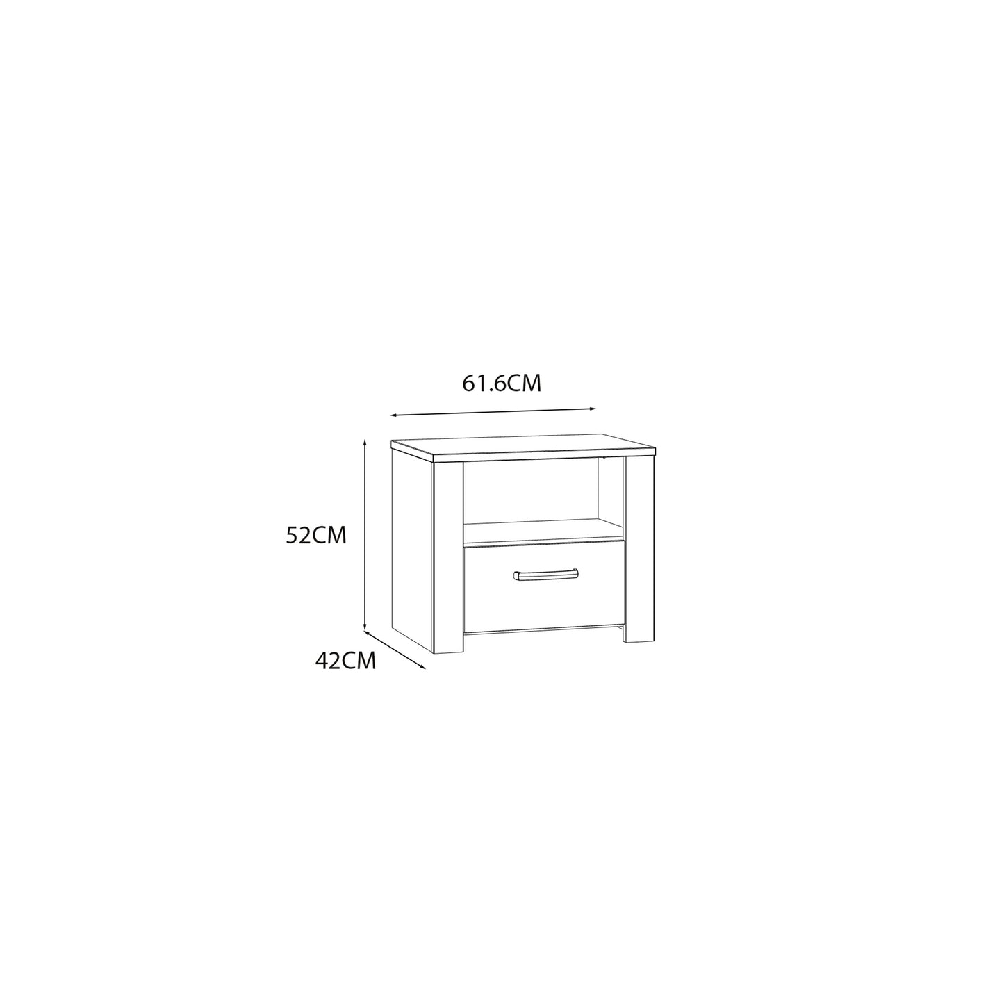 Bohol 1 Drawer Bedside in Navy/Riviera Oak