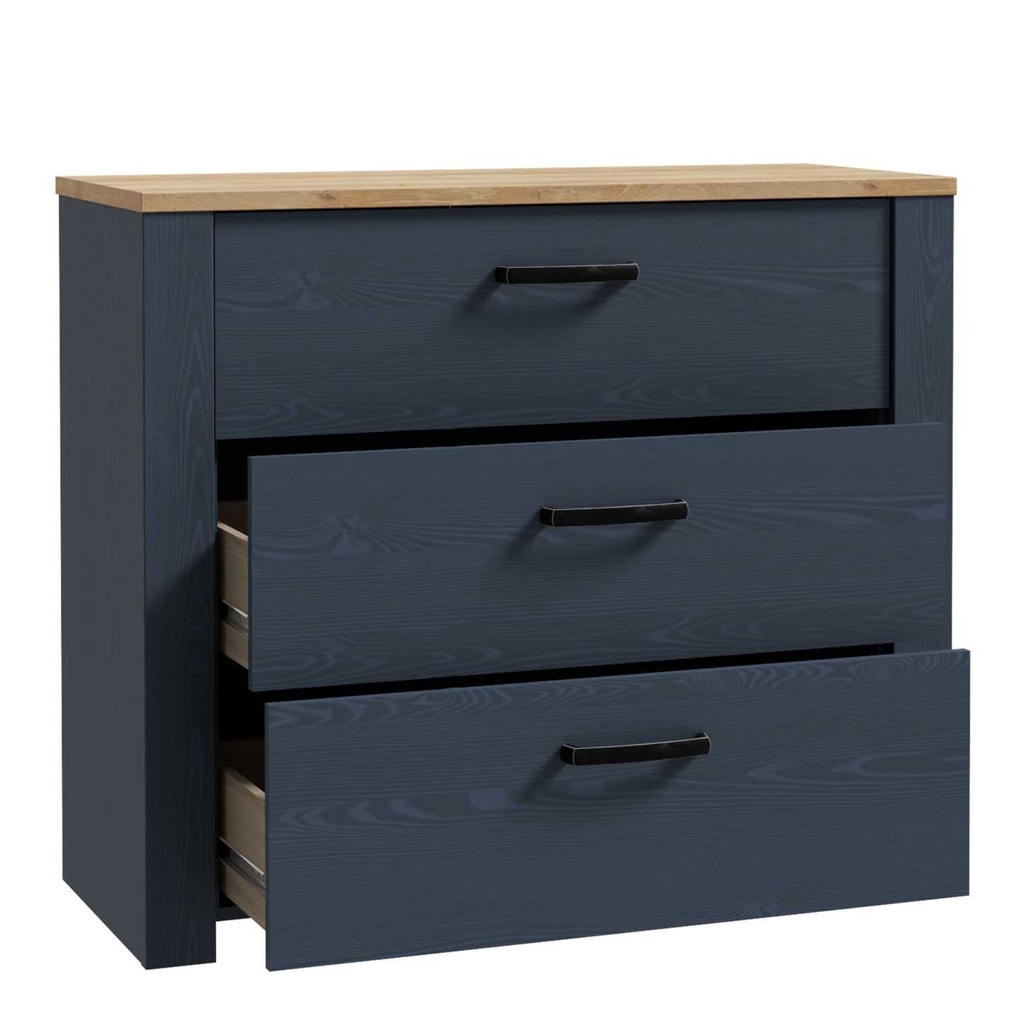 Bohol 3 Drawer Chest in Navy/Riviera Oak
