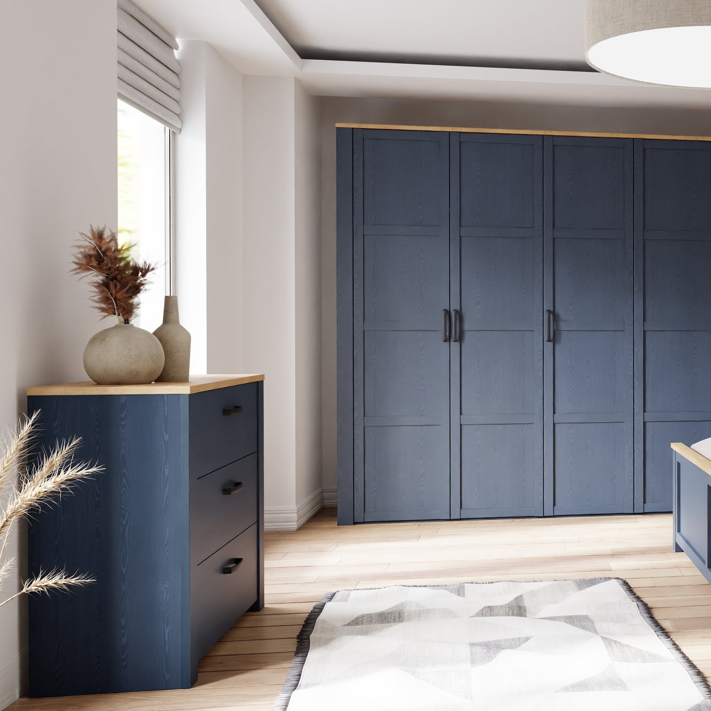 Bohol 3 Drawer Chest in Navy/Riviera Oak