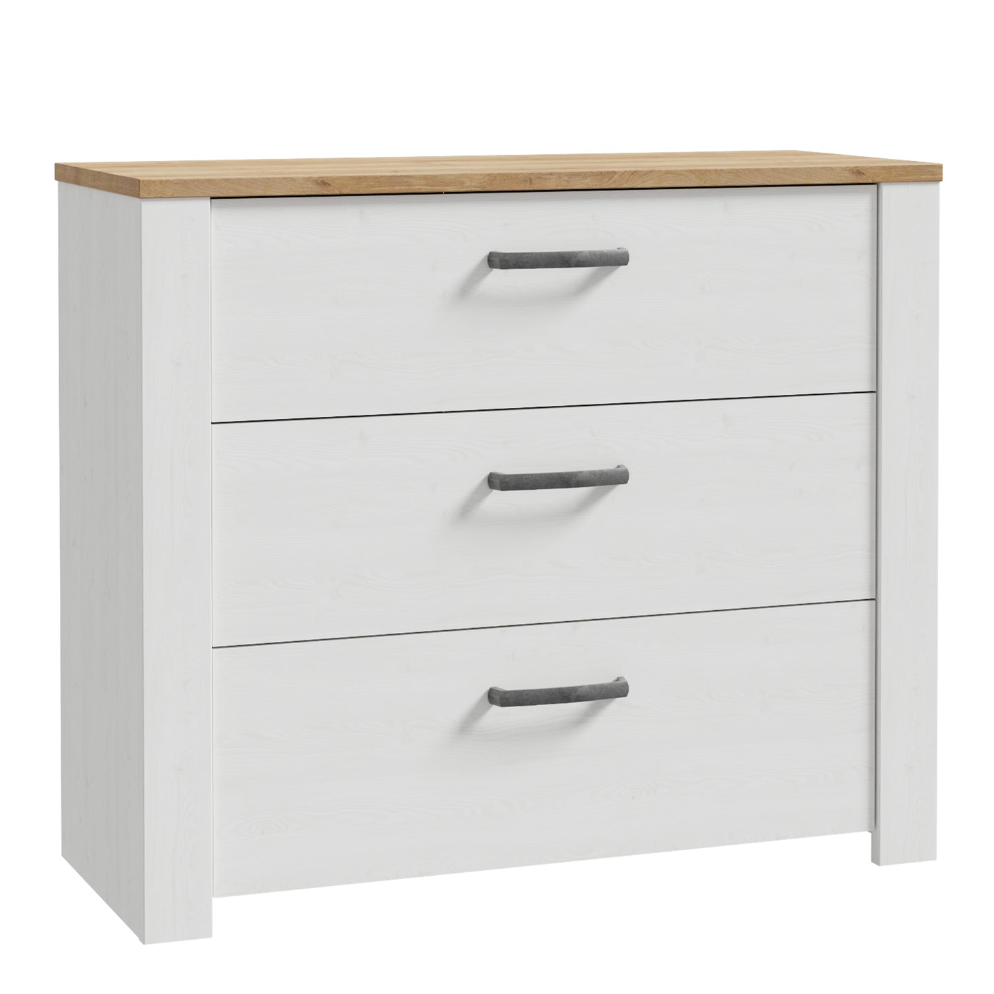 Bohol 3 Drawer Chest in White/Riviera Oak