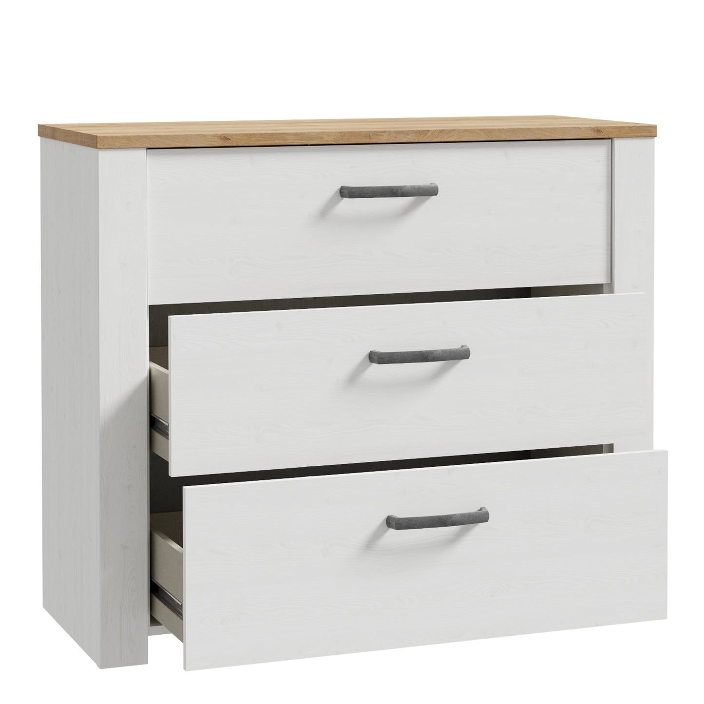 Bohol 3 Drawer Chest in White/Riviera Oak