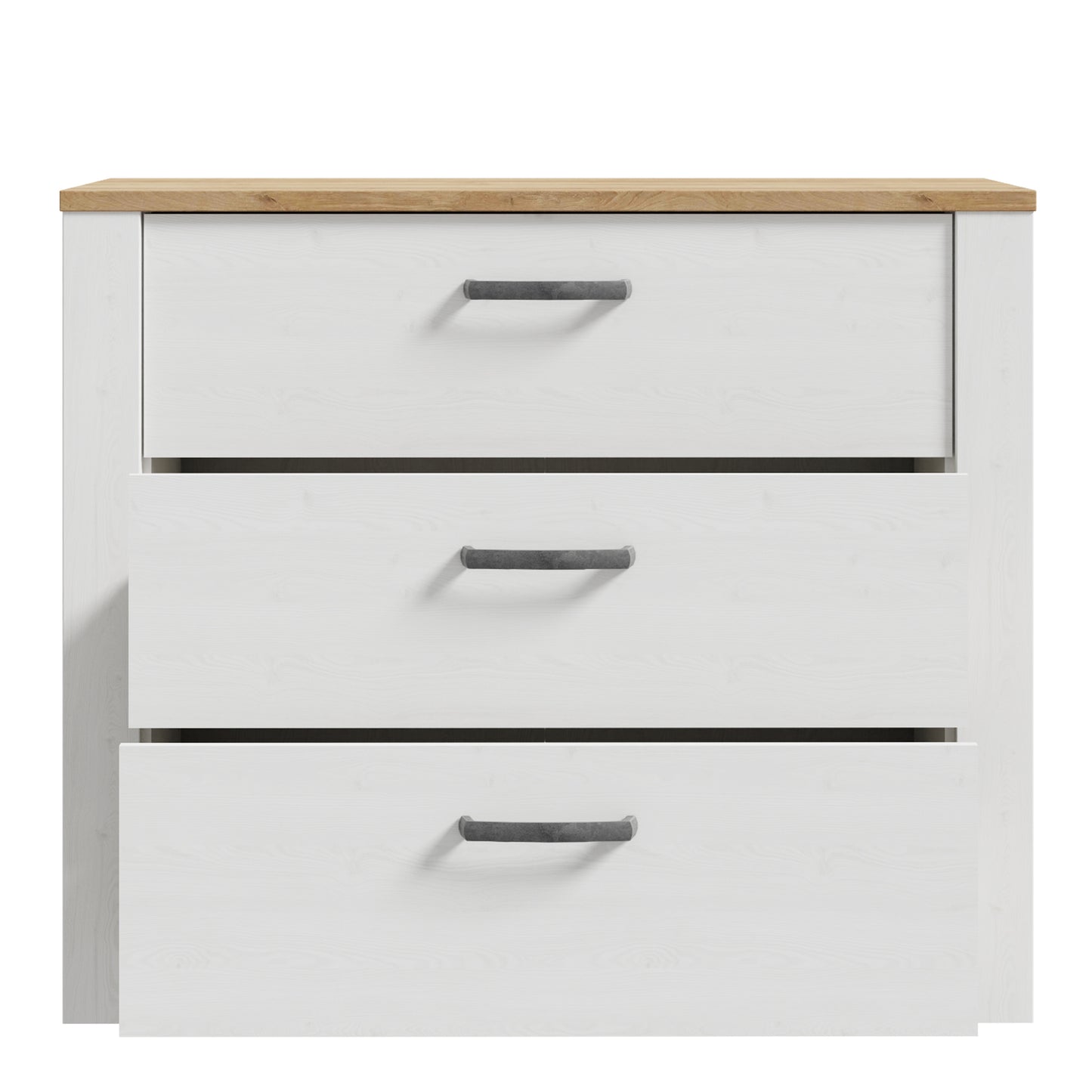 Bohol 3 Drawer Chest in White/Riviera Oak