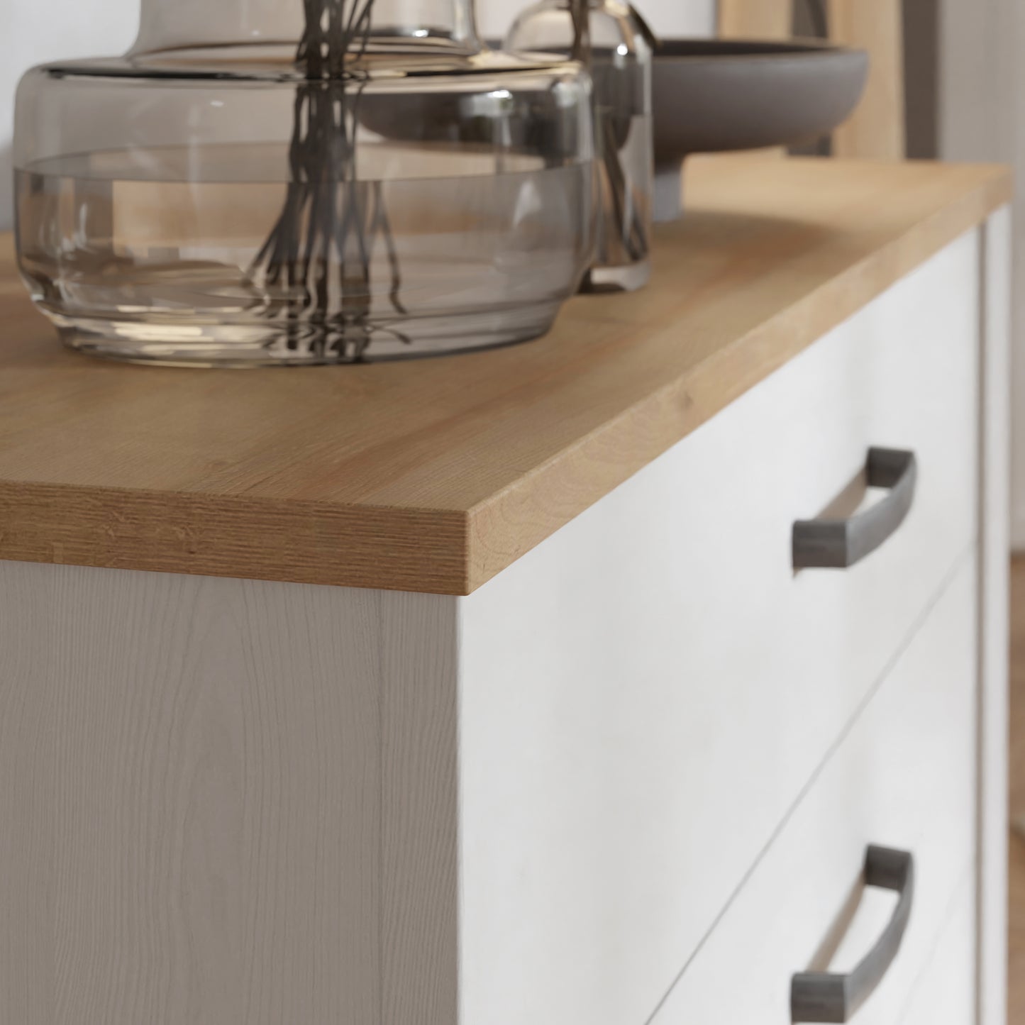 Bohol 3 Drawer Chest in White/Riviera Oak