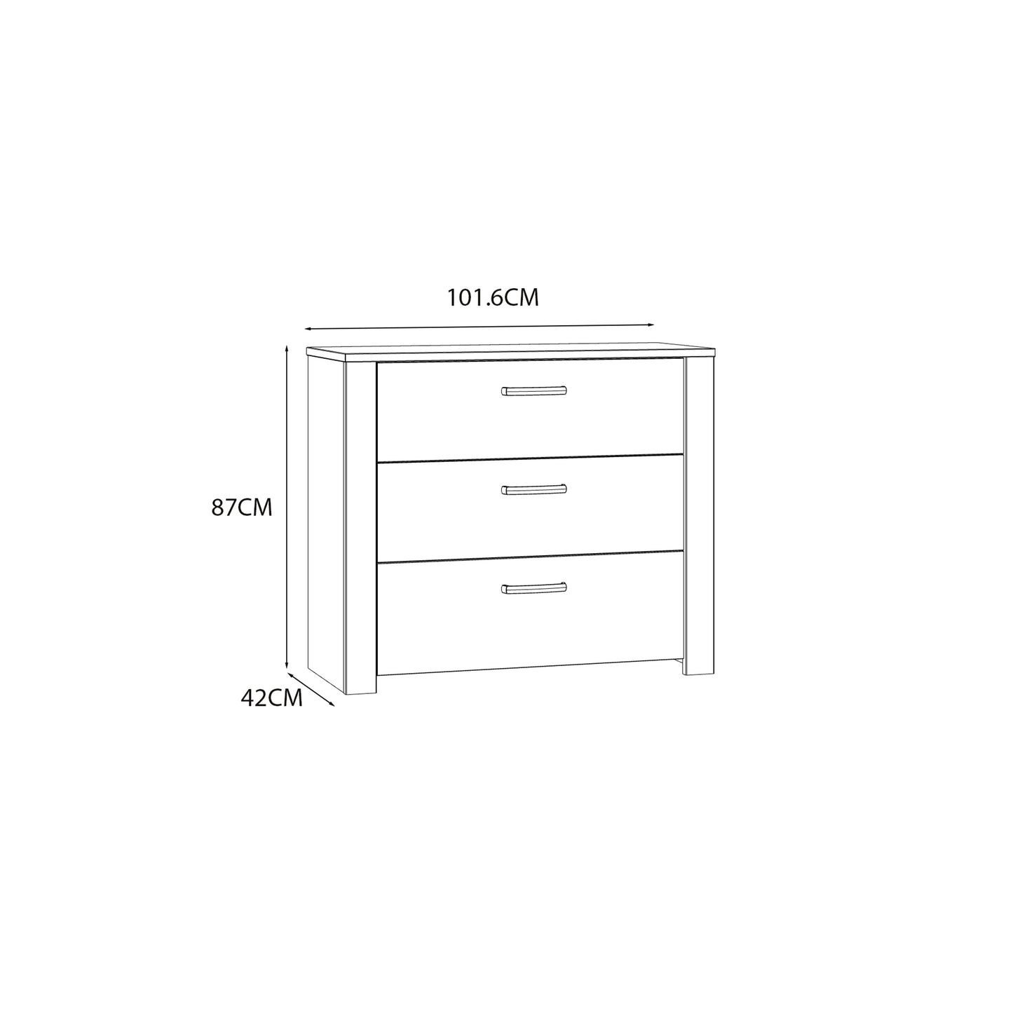 Bohol 3 Drawer Chest in White/Riviera Oak