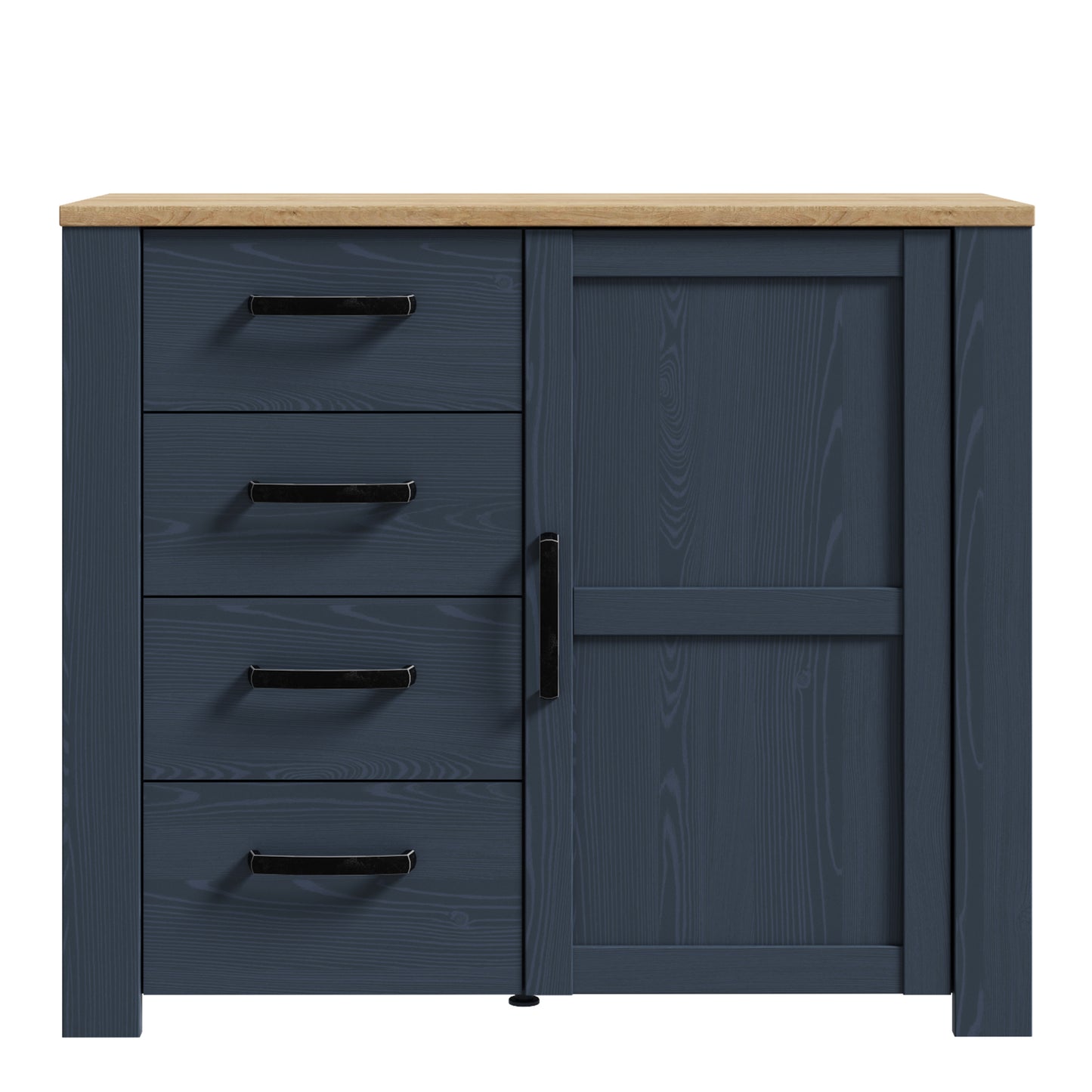 Bohol 1 Door 4 Drawer Chest in Navy/Riviera Oak