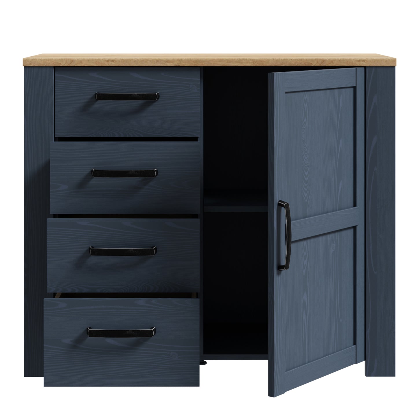 Bohol 1 Door 4 Drawer Chest in Navy/Riviera Oak