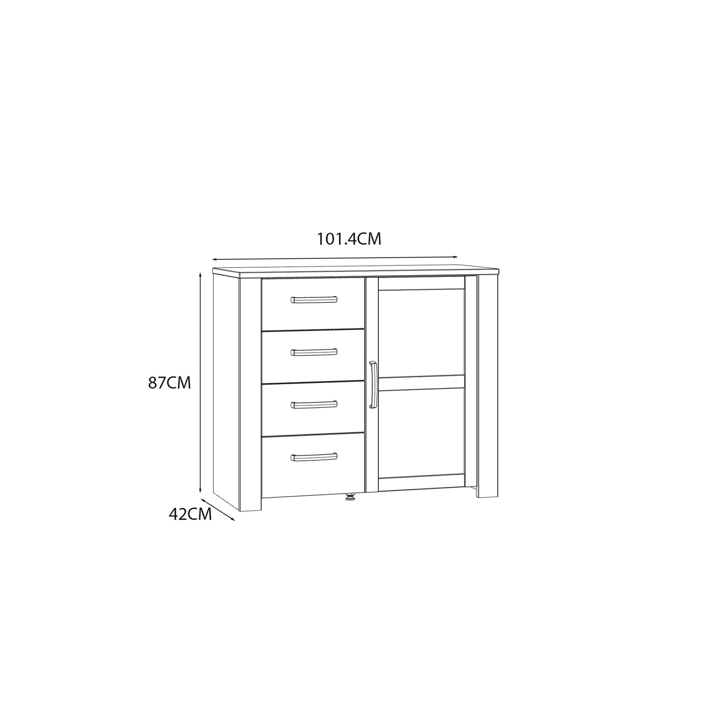 Bohol 1 Door 4 Drawer Chest in Navy/Riviera Oak