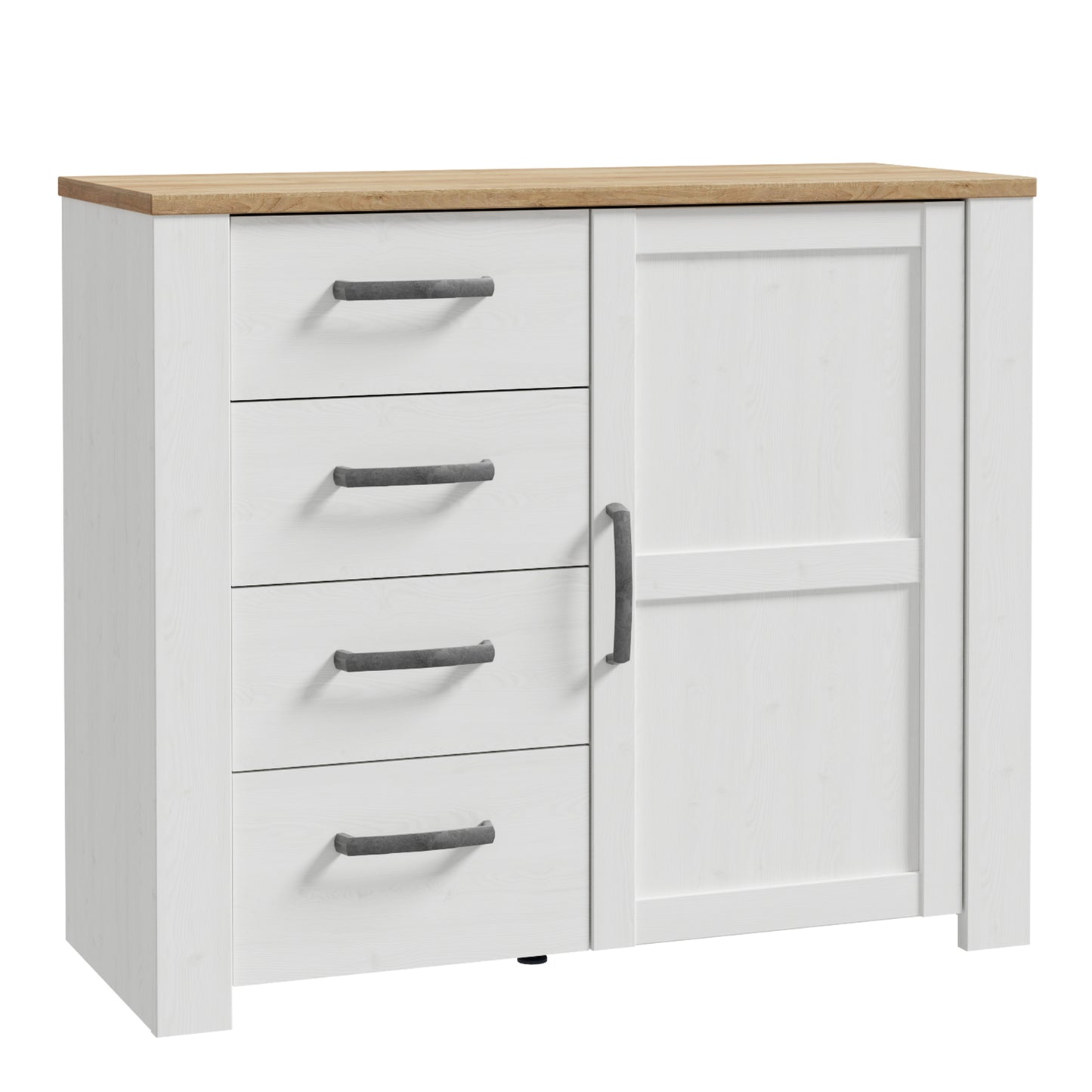 Bohol 1 Door 4 Drawer Chest in White/Riviera Oak