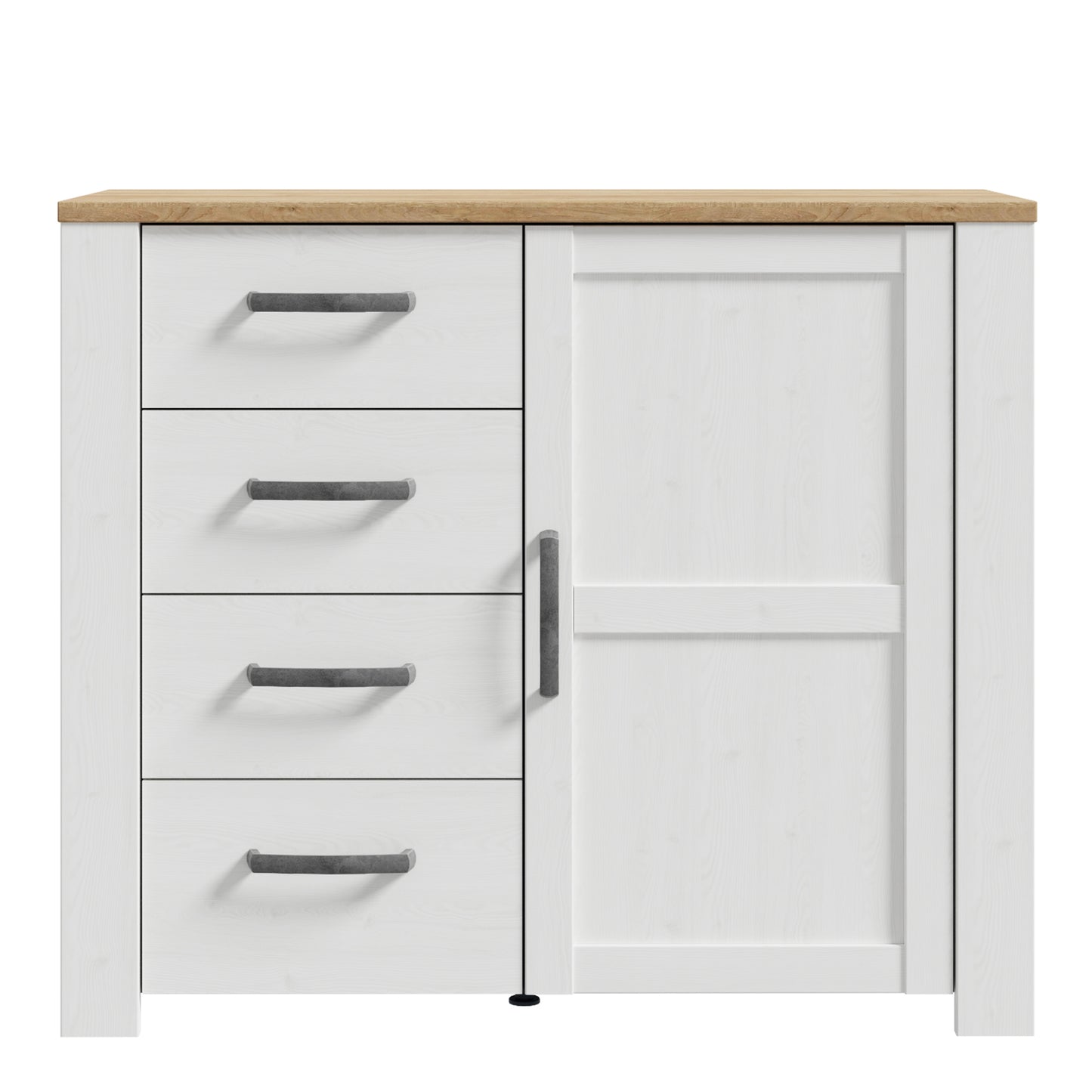 Bohol 1 Door 4 Drawer Chest in White/Riviera Oak