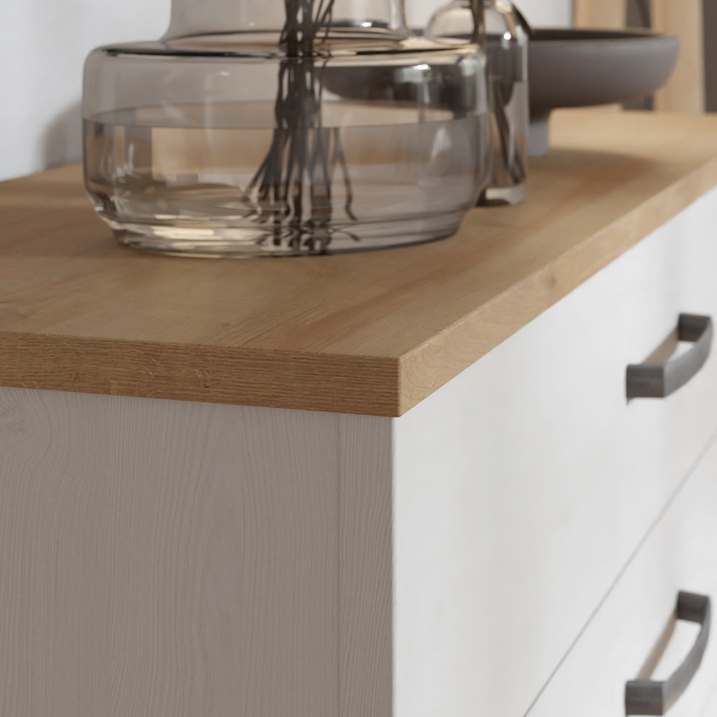 Bohol 1 Door 4 Drawer Chest in White/Riviera Oak