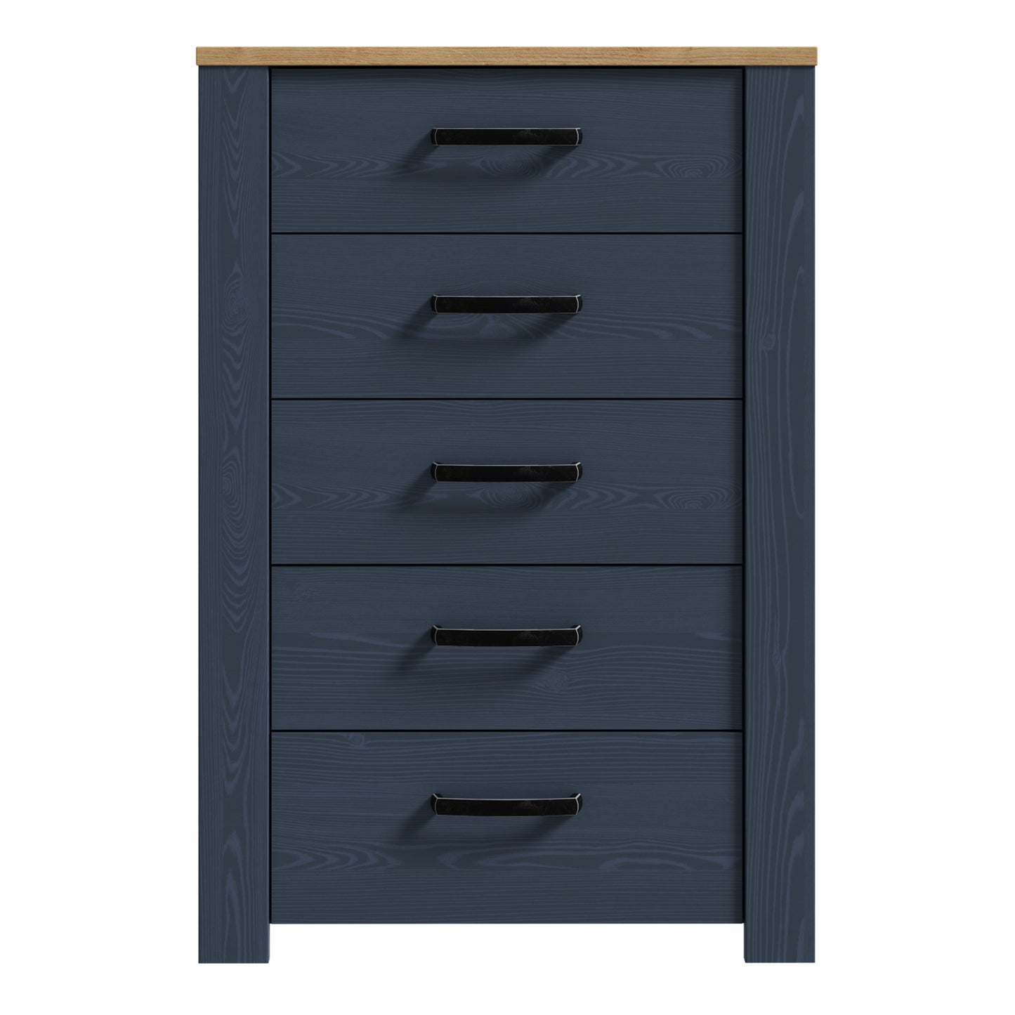 Bohol 5 Drawer Narrow Chest in Navy/Riviera Oak