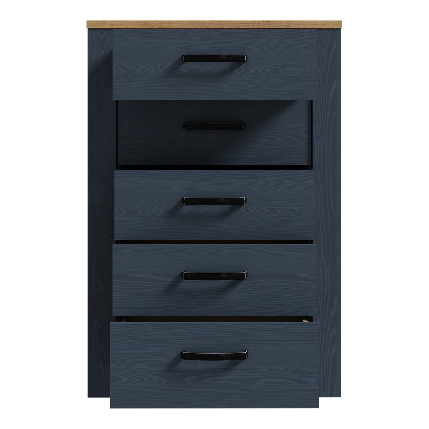 Bohol 5 Drawer Narrow Chest in Navy/Riviera Oak