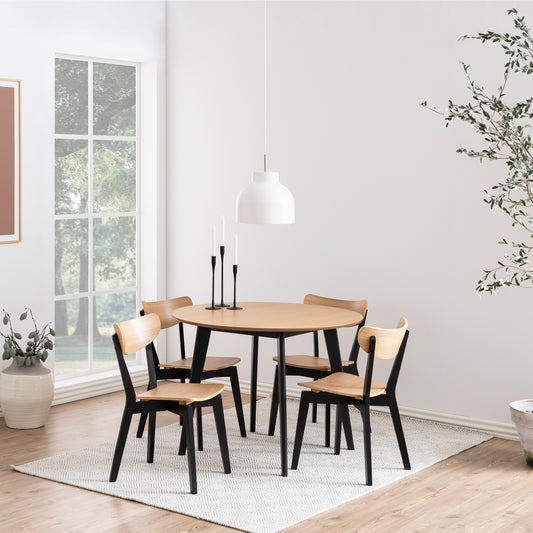 Orion Round Dining Table in Oak & Black