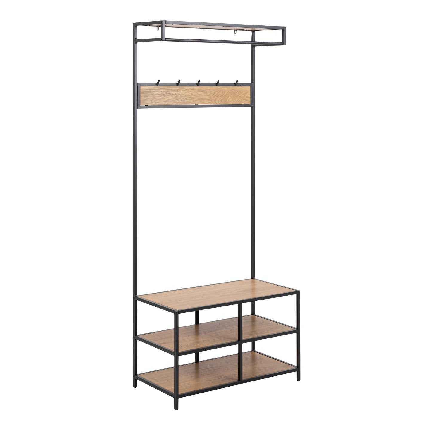 Clothing rack with shelves
