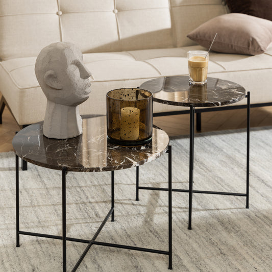 Avila Side Table with Brown Marble Top