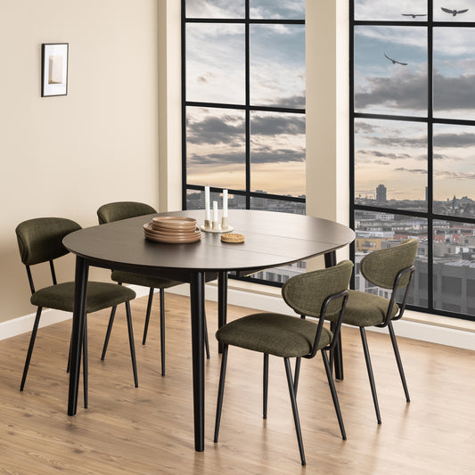 Lino Round Extending Dining Table in Black