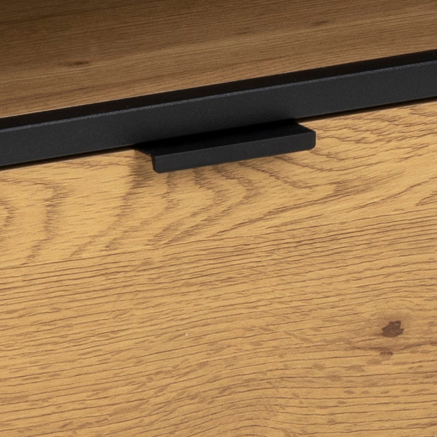 Seaford Cabinet with bottle rack, and glass holder in Black and Oak