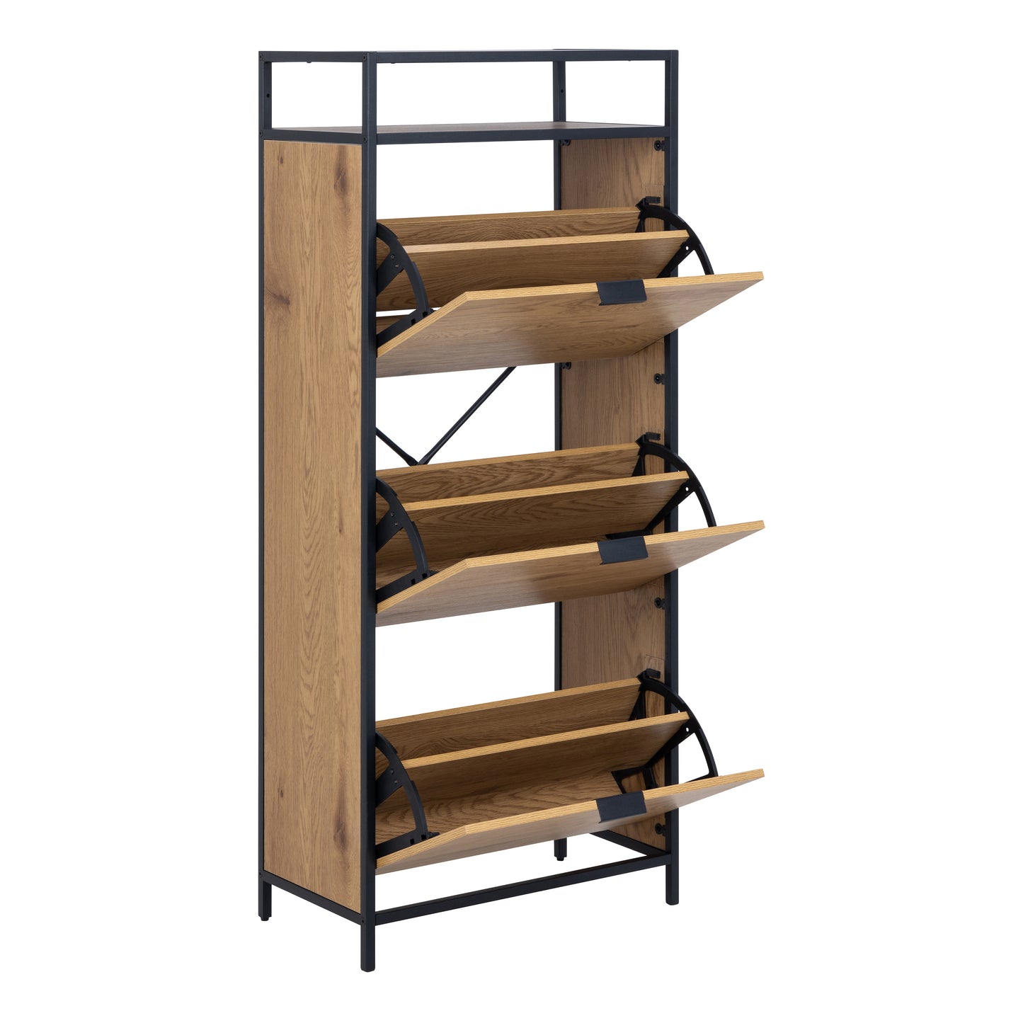 Seaford Shoe Cabinet in Black and Oak