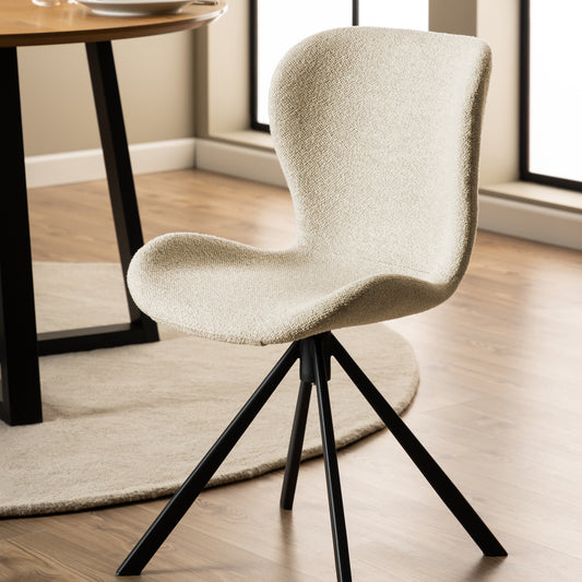 Batilda Swivel Dining Chairs in Cream Set of 2