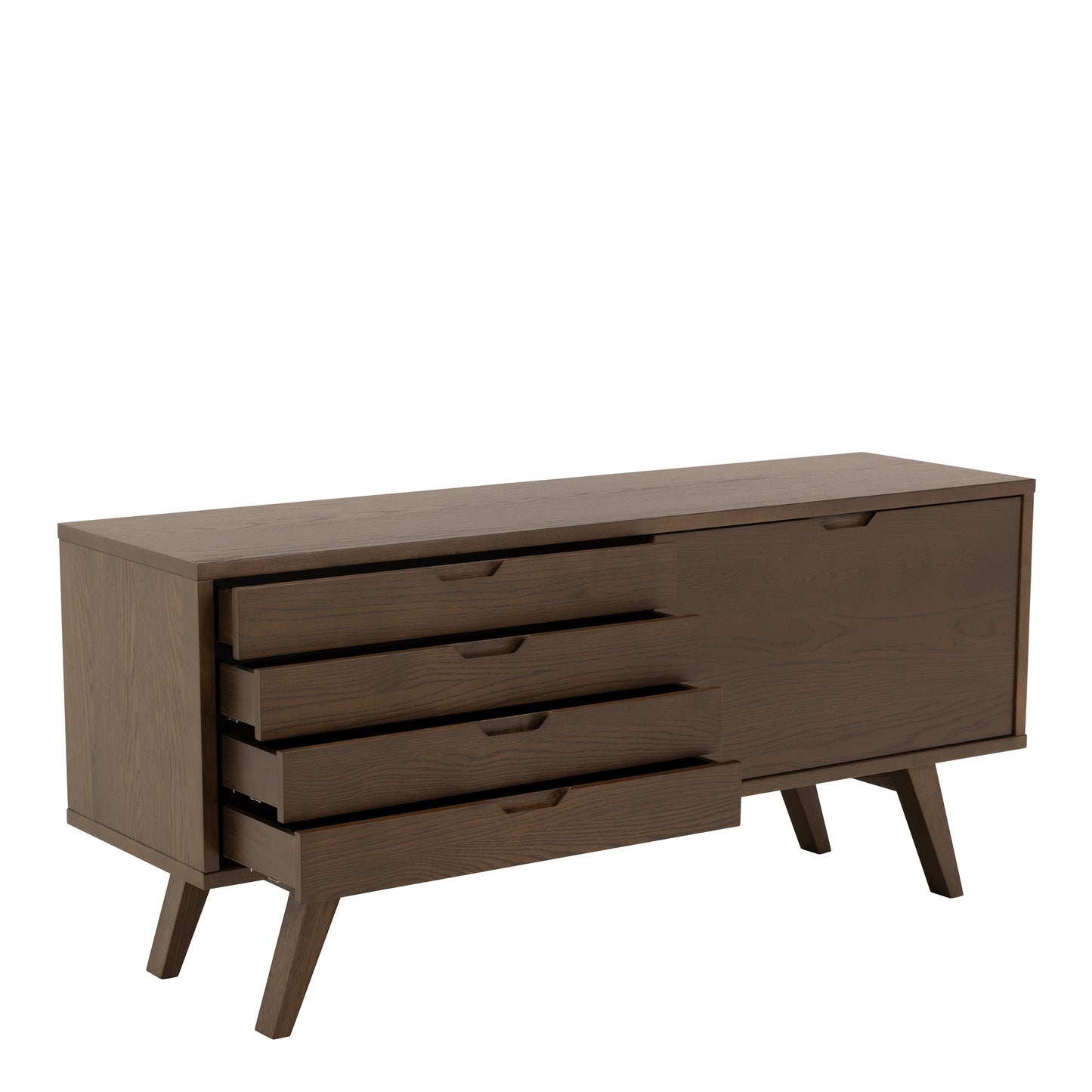A-Line Sideboard with 4 Drawers and Sliding Door in Smoked Oak