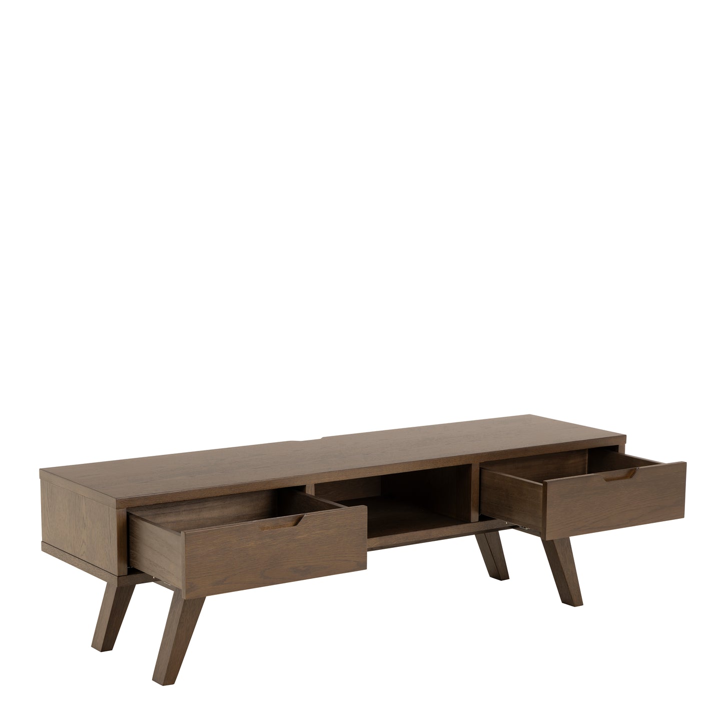 A-Line TV Unit with 2 Drawers in Smoked Oak
