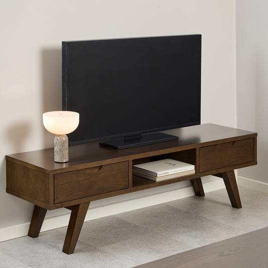 A-Line TV Unit with 2 Drawers in Smoked Oak