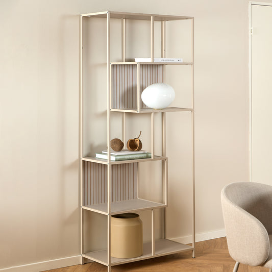 Seaford Tall Grey Metal Bookcase with 5 Shelves