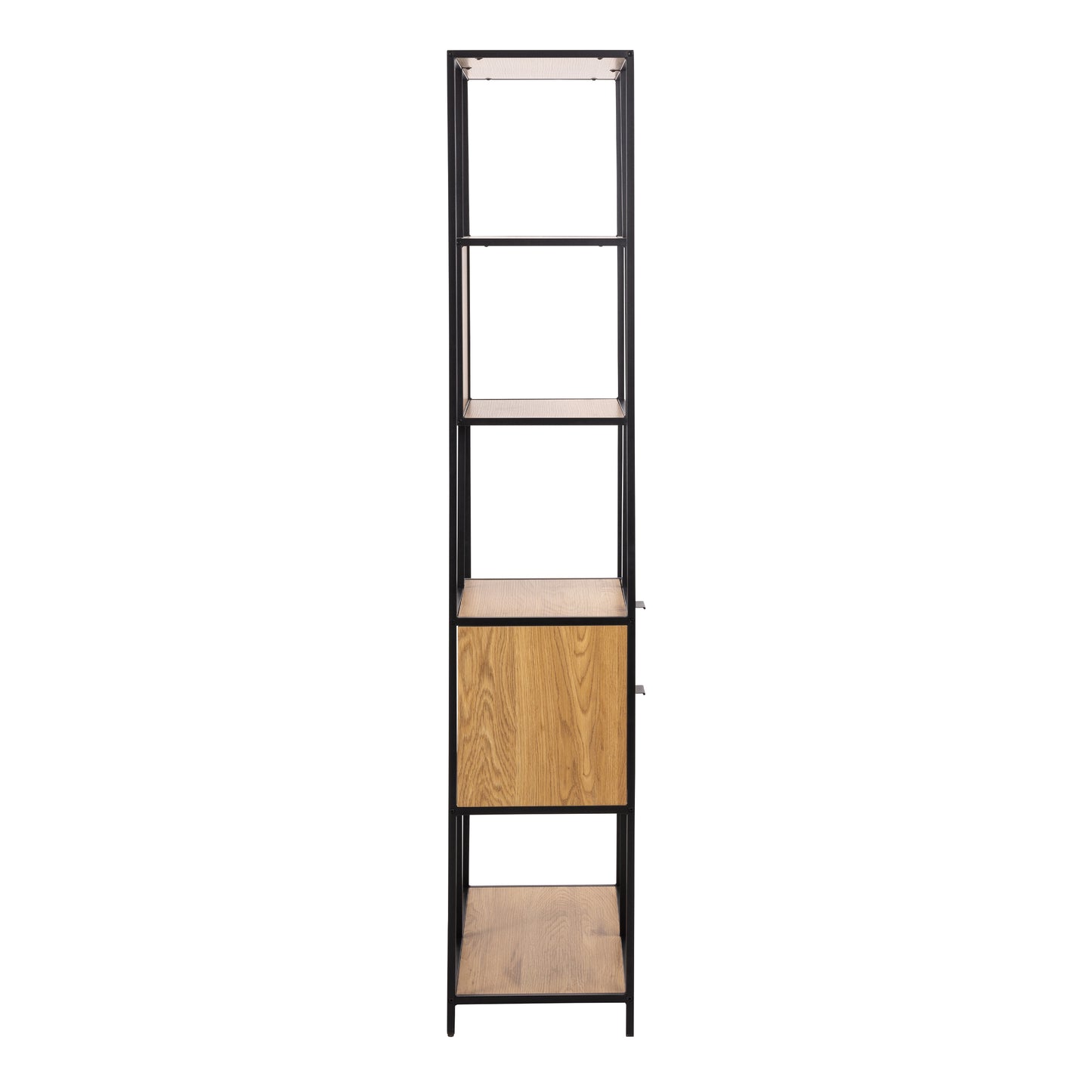 Seaford Tall Wild Oak Metal 2 Drawer Bookcase With 4 Shelves