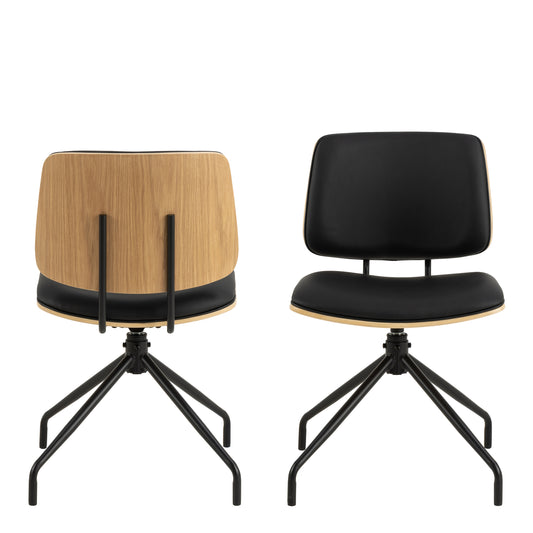 Linden Swivel Dining Chairs in Matt Black Set of 2