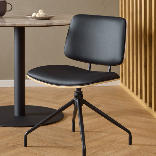 Linden Swivel Dining Chairs in Matt Black Set of 2