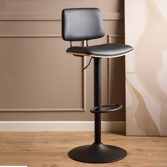 Linden Swivel Bar Stool With Height Adjustable Function in Matt Black