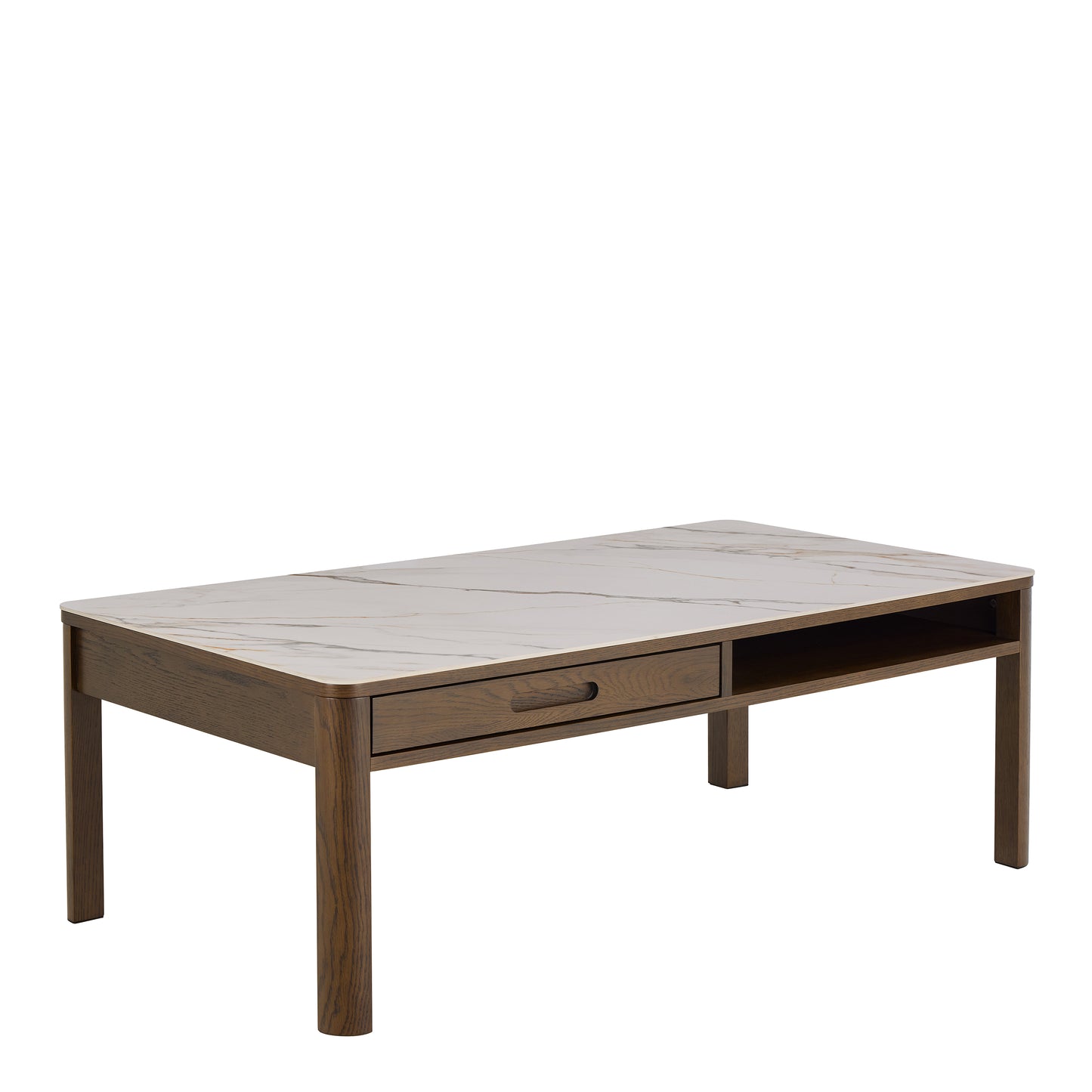 Southampton Rectangular Coffee Table with 1 Drawer 1 Shelf and Cream Ceramic Top