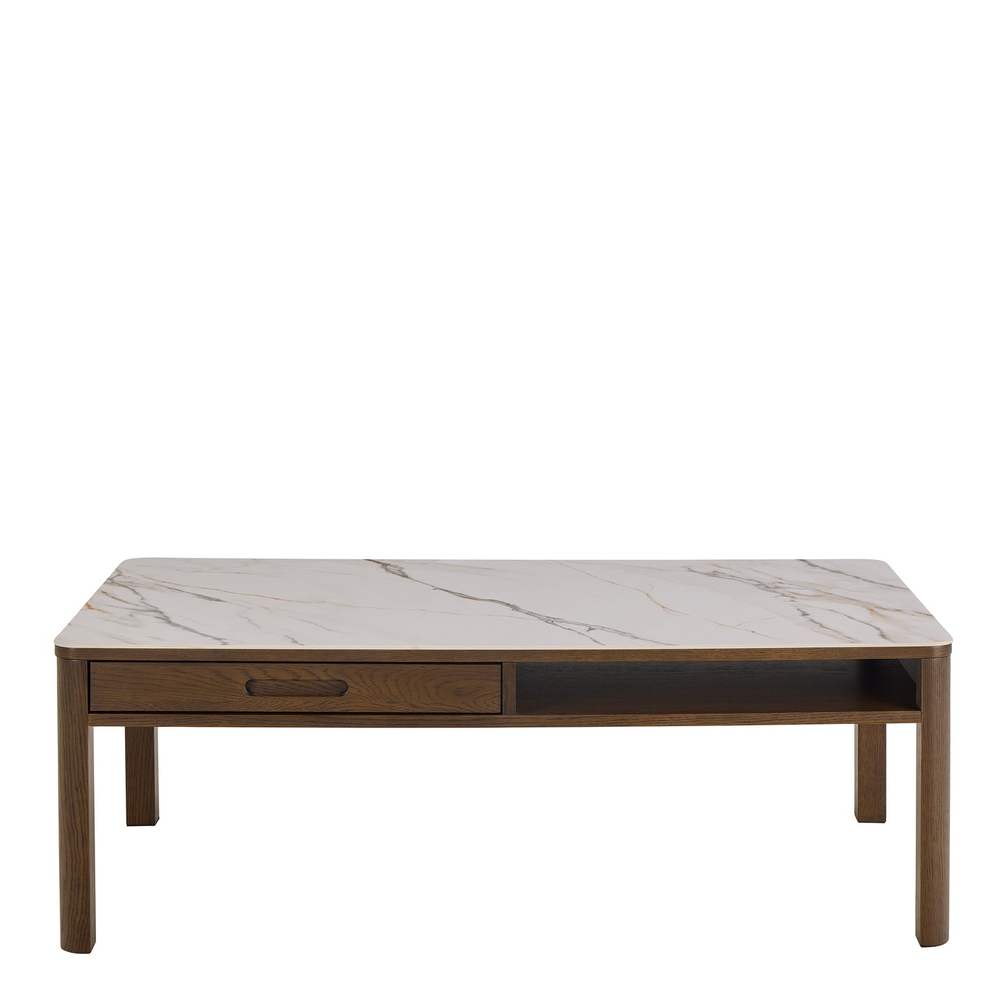 Southampton Rectangular Coffee Table with 1 Drawer 1 Shelf and Cream Ceramic Top
