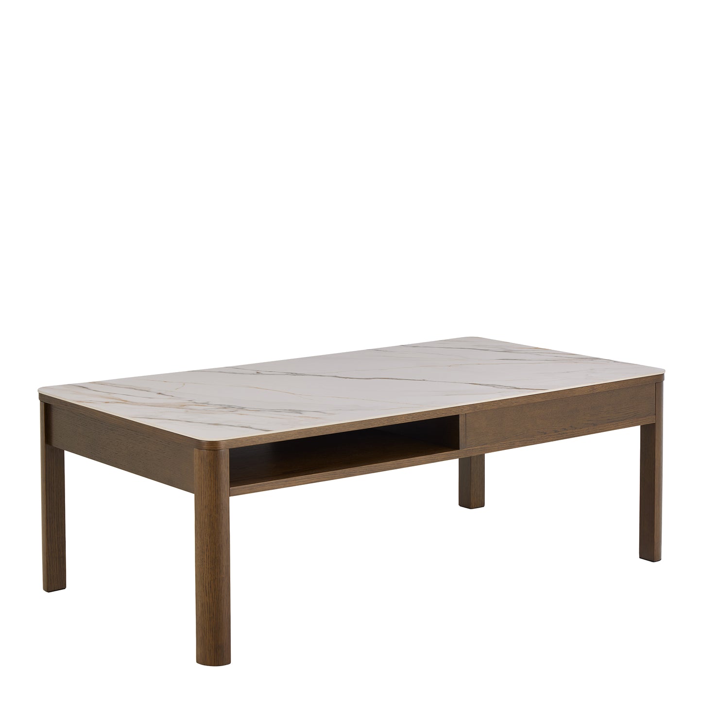 Southampton Rectangular Coffee Table with 1 Drawer 1 Shelf and Cream Ceramic Top