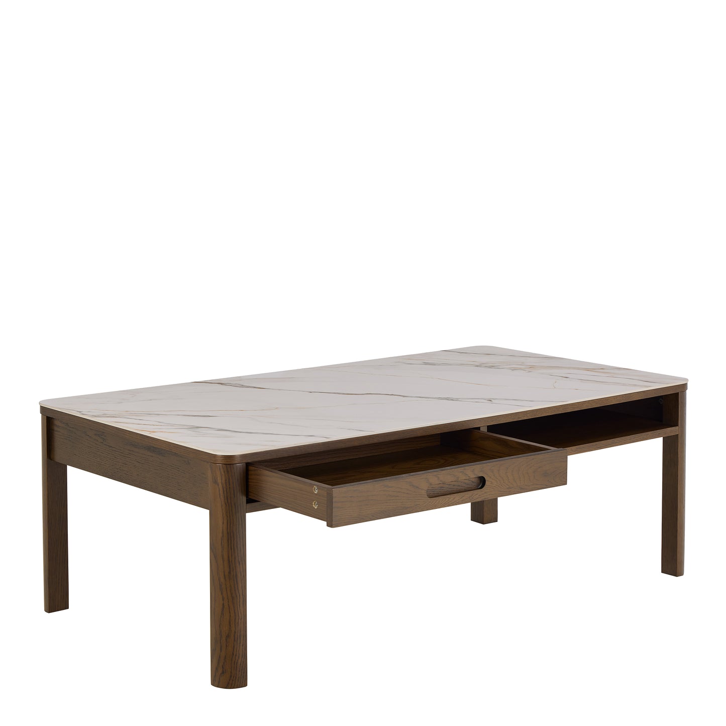 Southampton Rectangular Coffee Table with 1 Drawer 1 Shelf and Cream Ceramic Top
